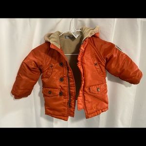 Orange puffer coat, very warm. 24 months